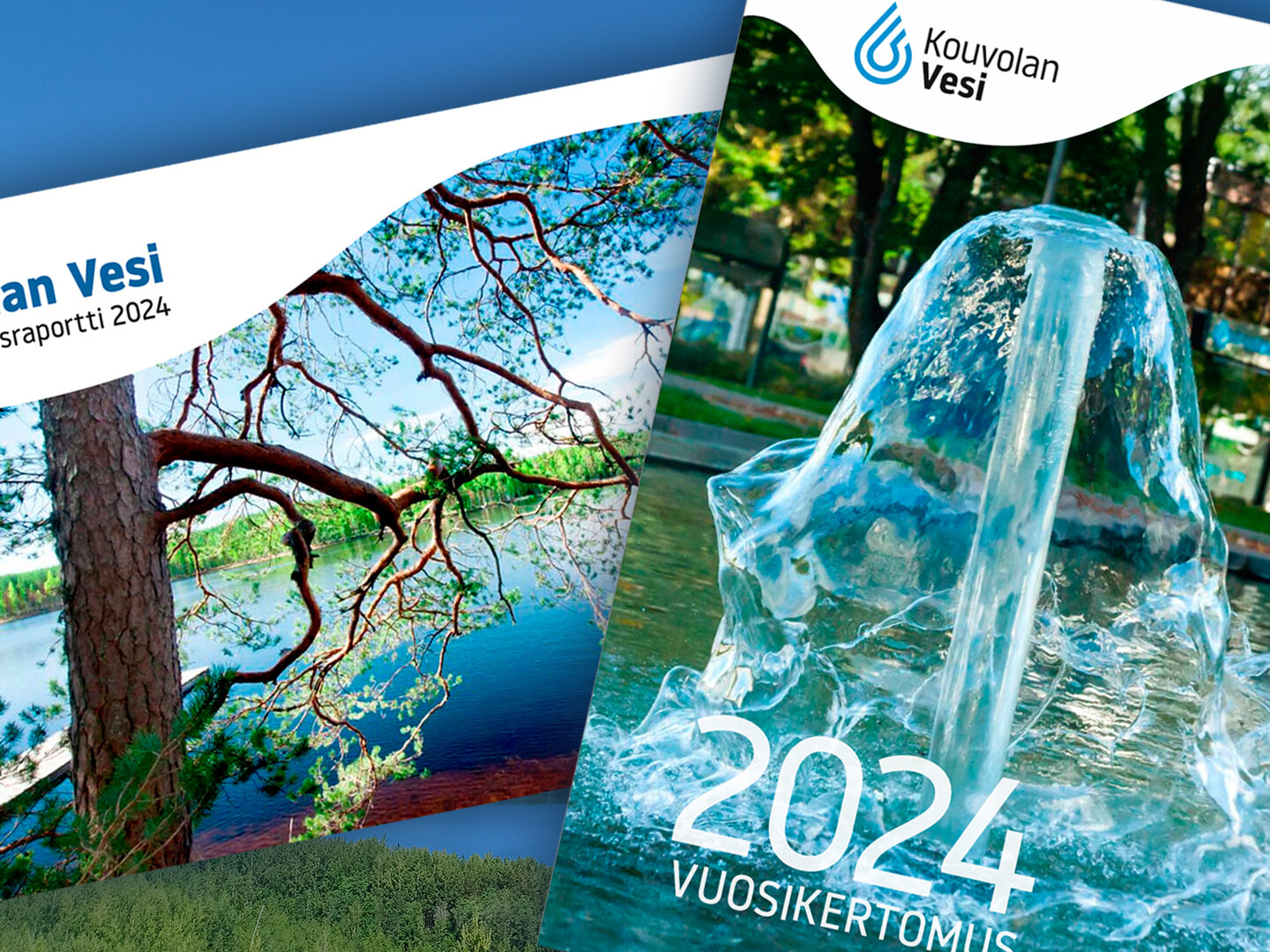 Kouvolan Veden vuoden 2024 vuosiraporttien kannet.
